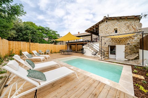 Stone house terrace large quiet garden