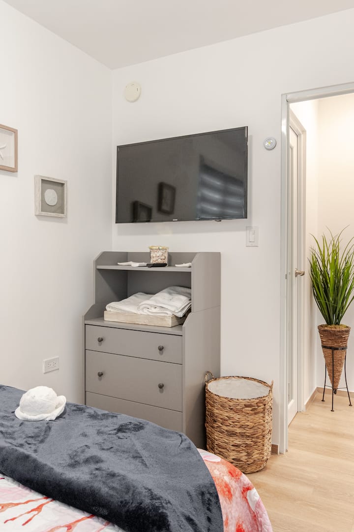 All of our rooms feature smart TVs and drawers.