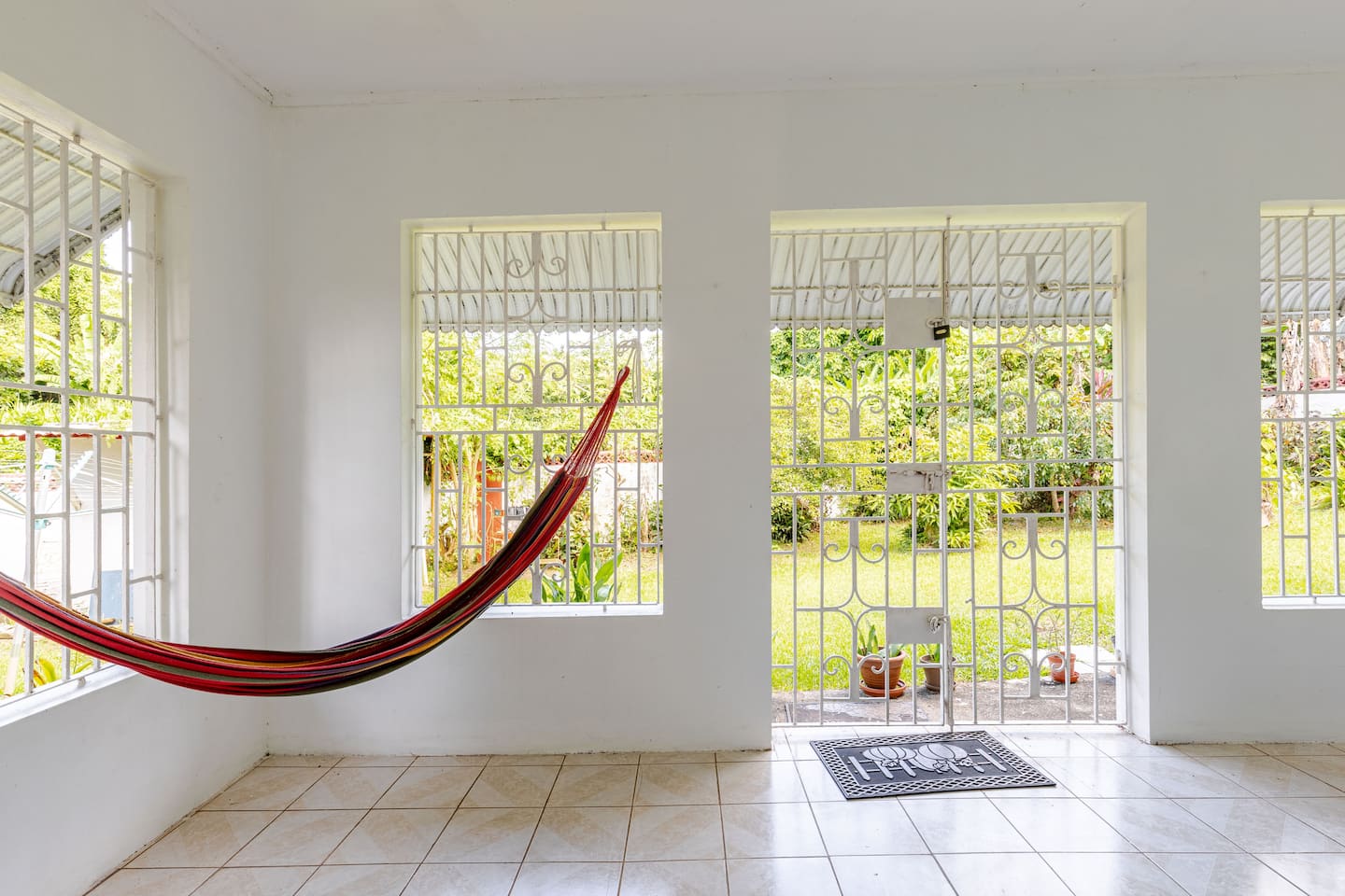 Hammock on the front patio at Villa Maat