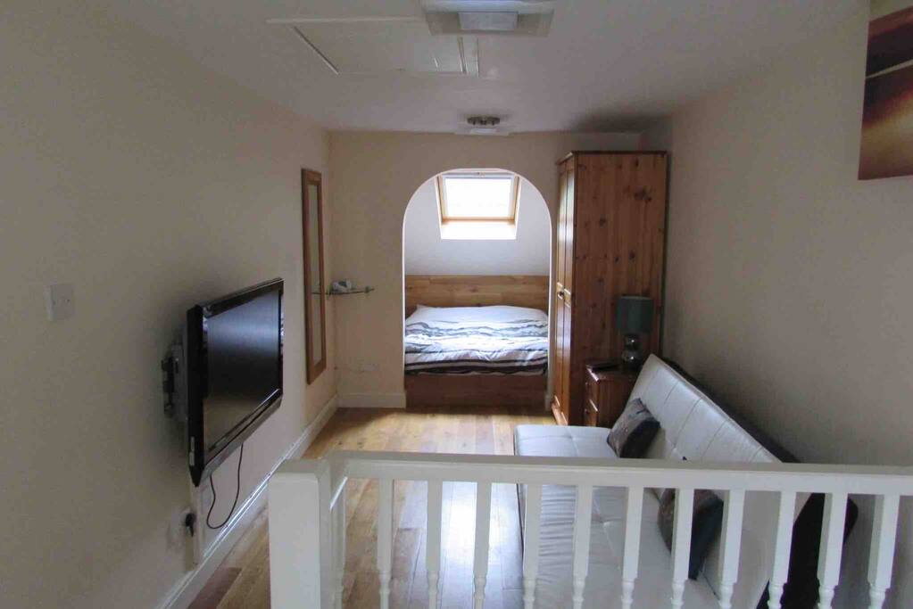 This is the main living area with the bed at the far end.
