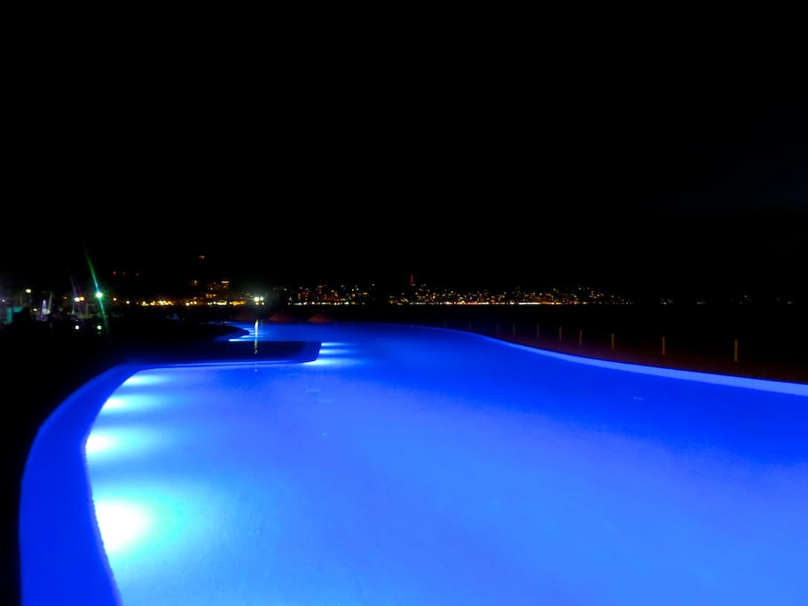 Night swimming with a downtown view!!