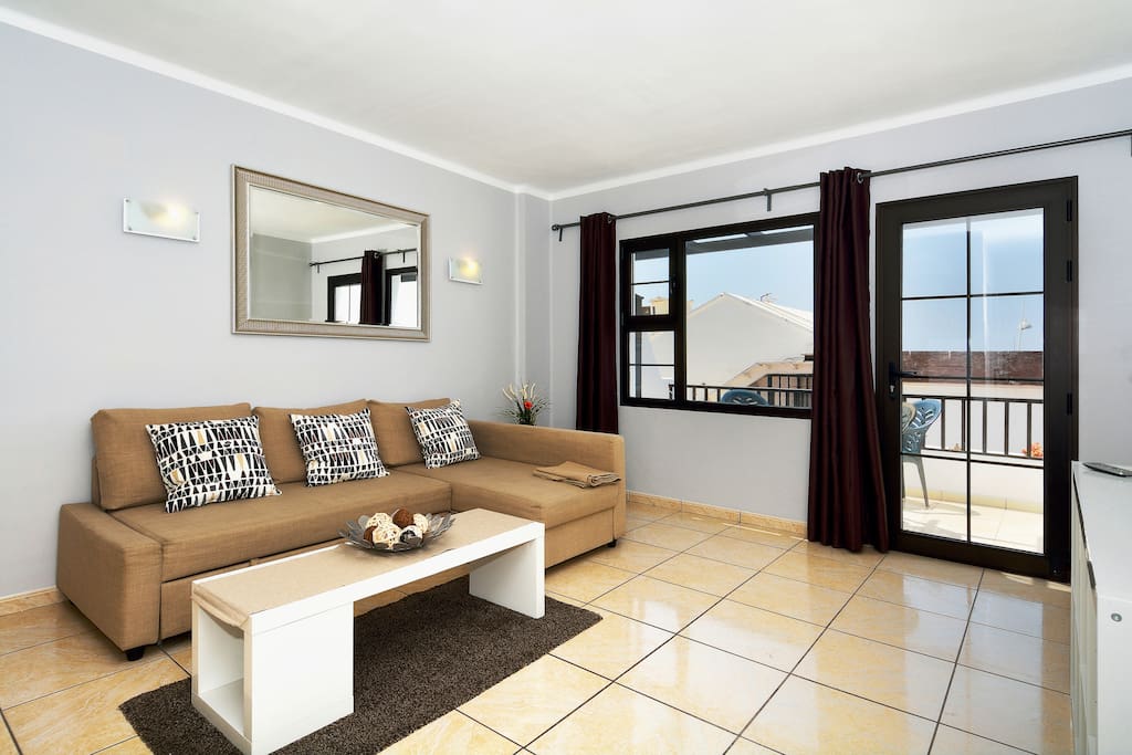 living room with sofa bed