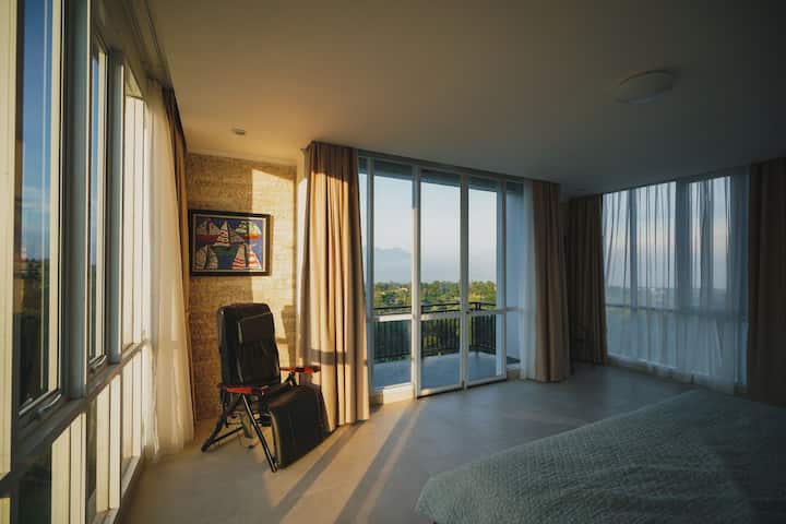 The main bedroom with Mountain Salak view.