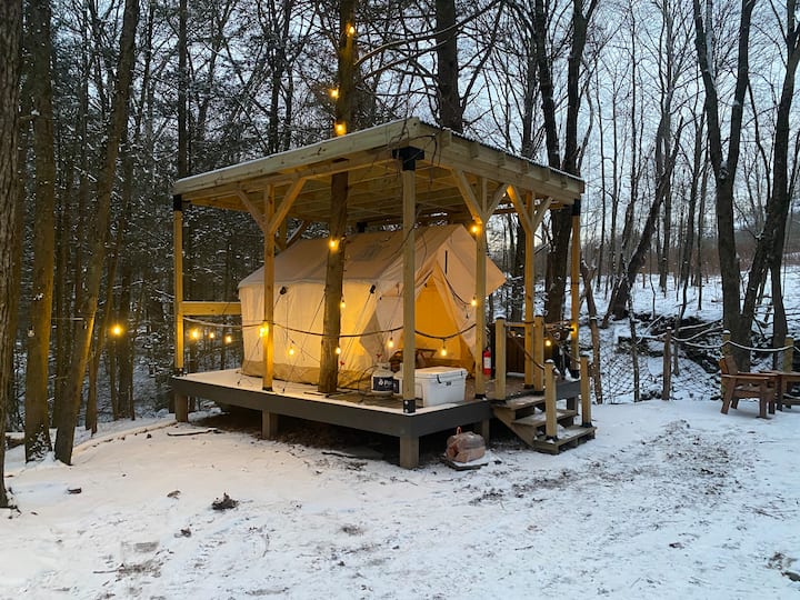 Glamping yurt overlooking waterfall Yurts for Rent in Downsville, New