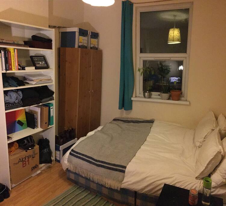 Comfy double bed and hanging space