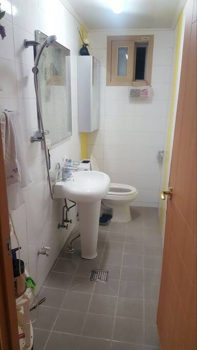 Toilet which share with only one guest and me:-) Hot water comes out well.