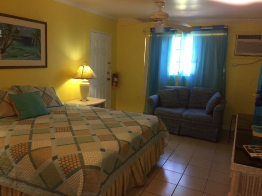 Bedroom with king size bed and twin sleeper sofa