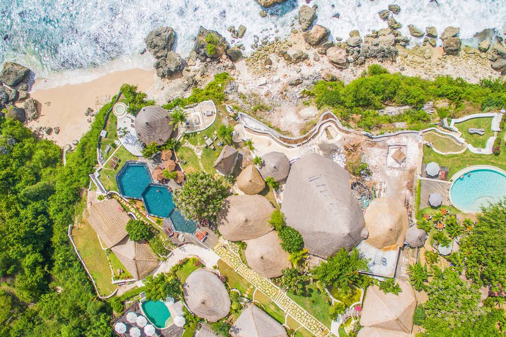 Overview of the resort and pools