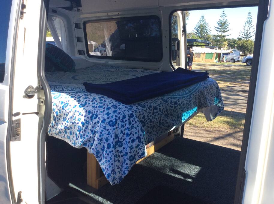 Carpeted standing room and dressing space