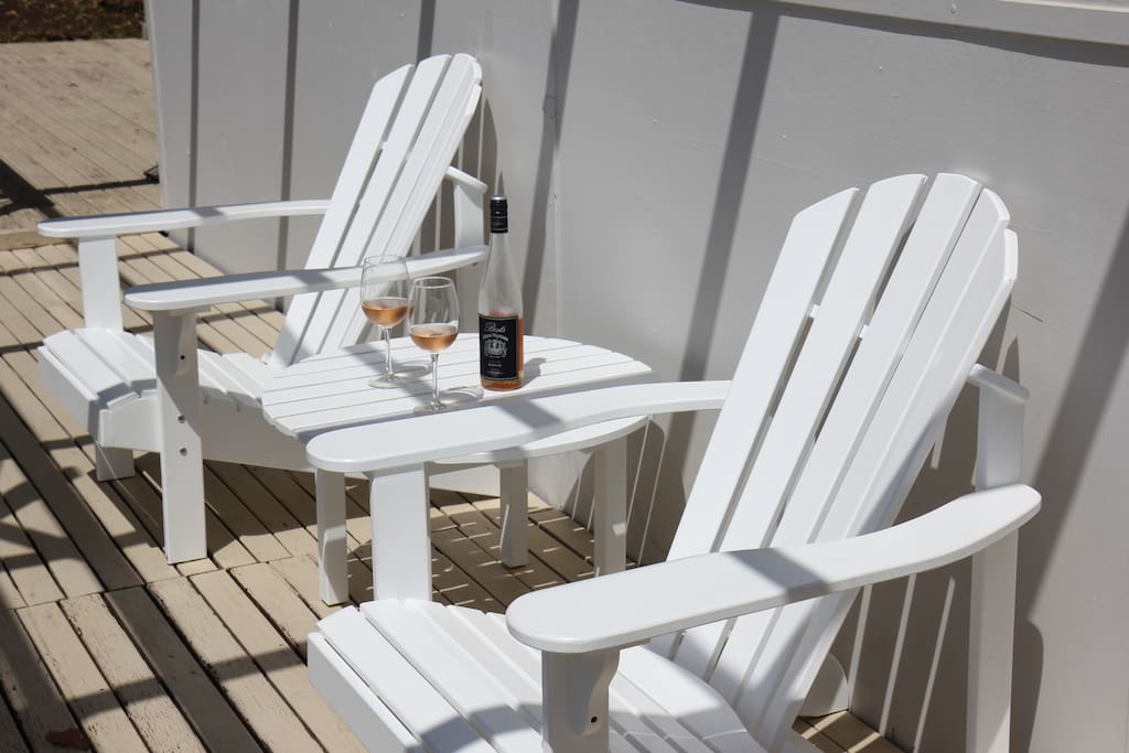 Relax with a glass of wine on our Cape cod deck chairs