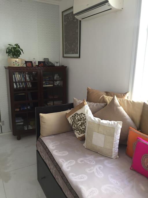 Sofa cum bed in guest room