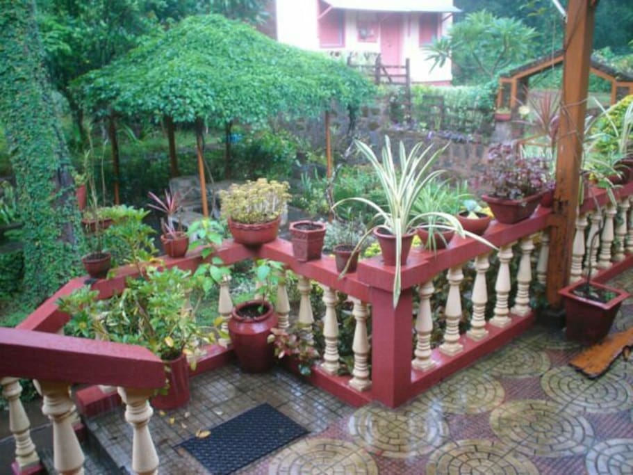 On the verandah in washed by monsoon rain