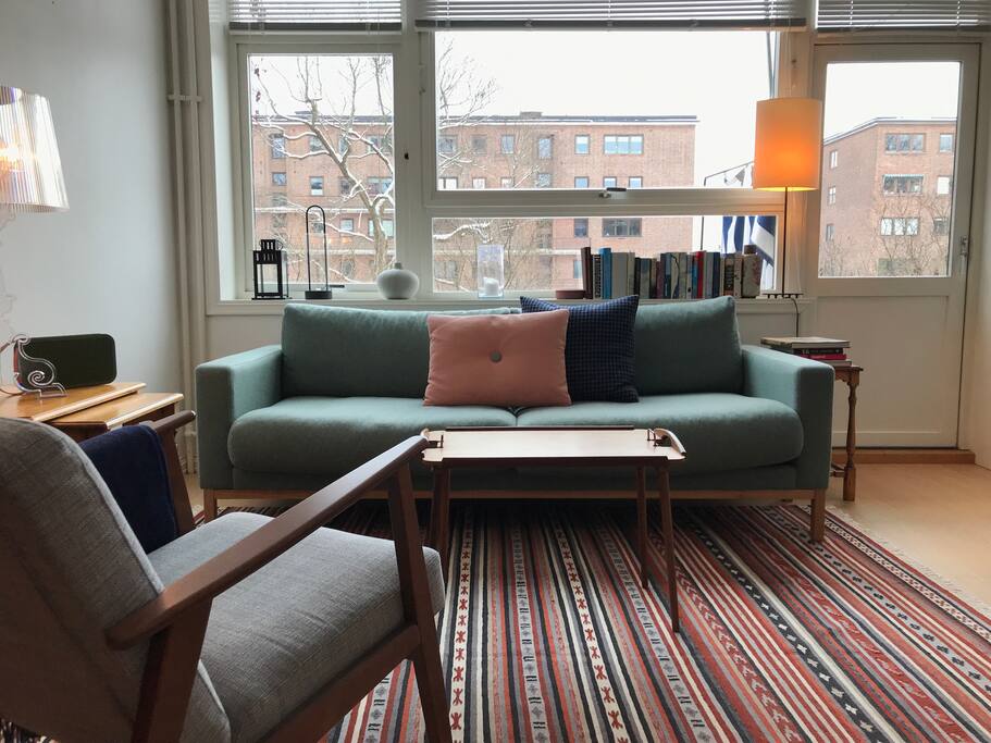 Living room with entrance to balcony