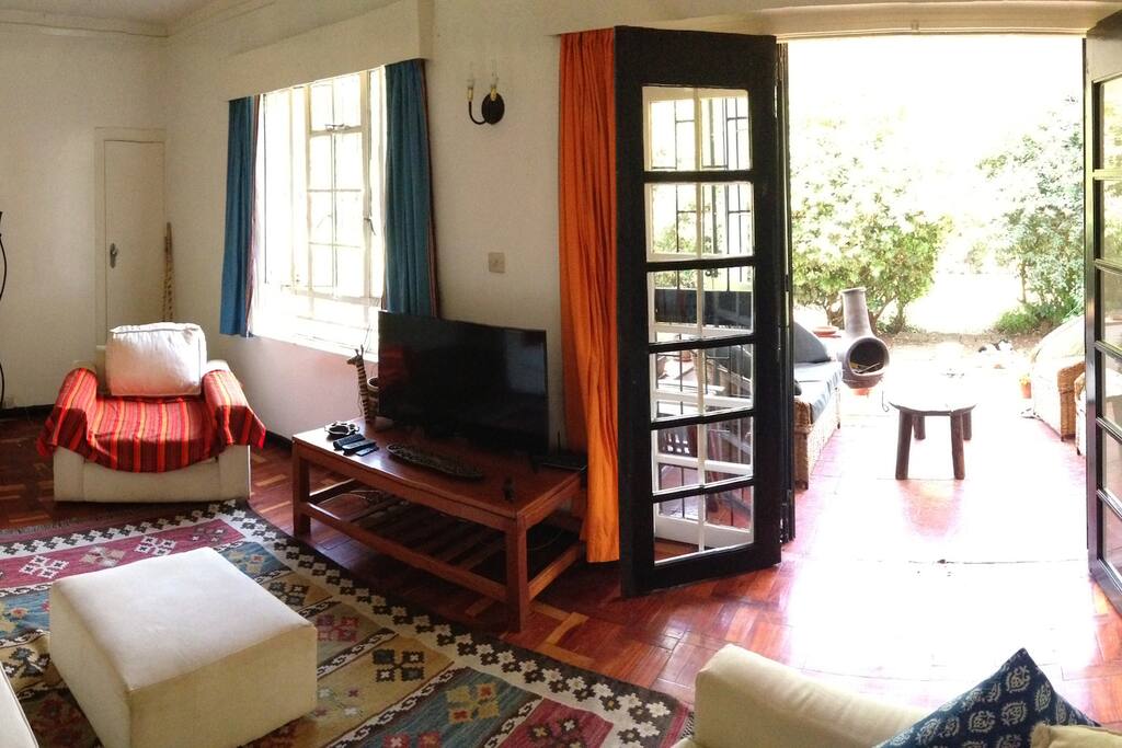 Large living room with TV