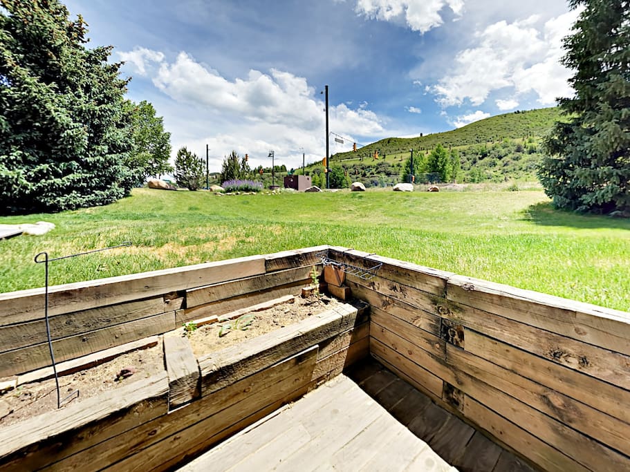 A private patio offers beautiful views of the surrounding area.