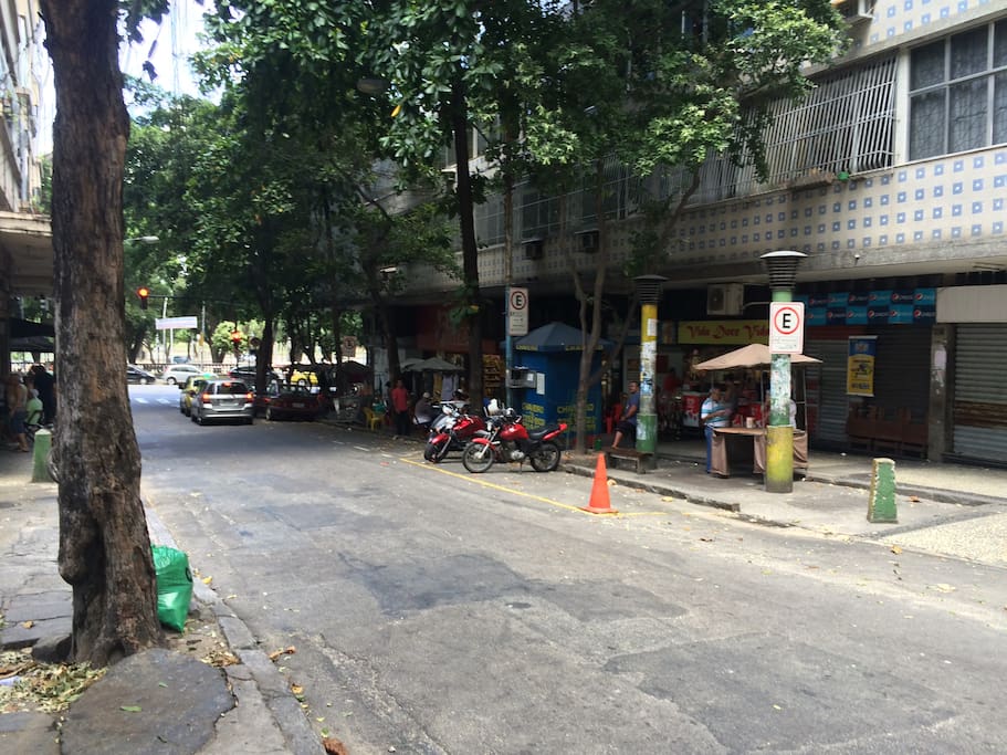Near the building