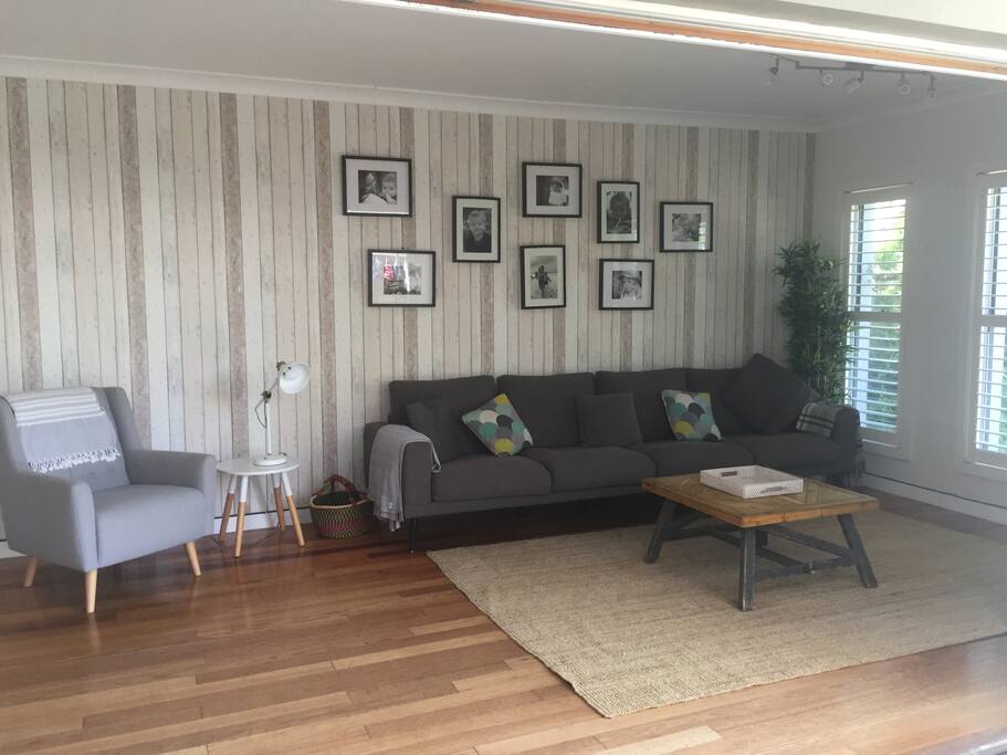 Family room off kitchen with TV and Foxtel