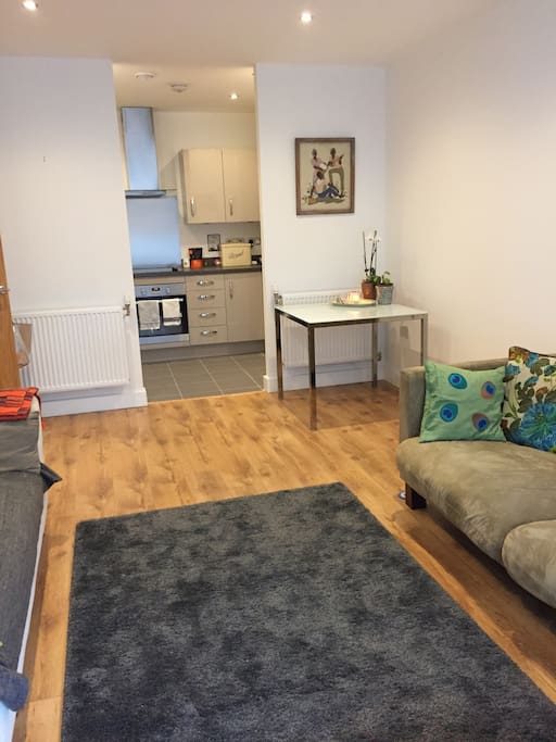 Living room leading to kitchen