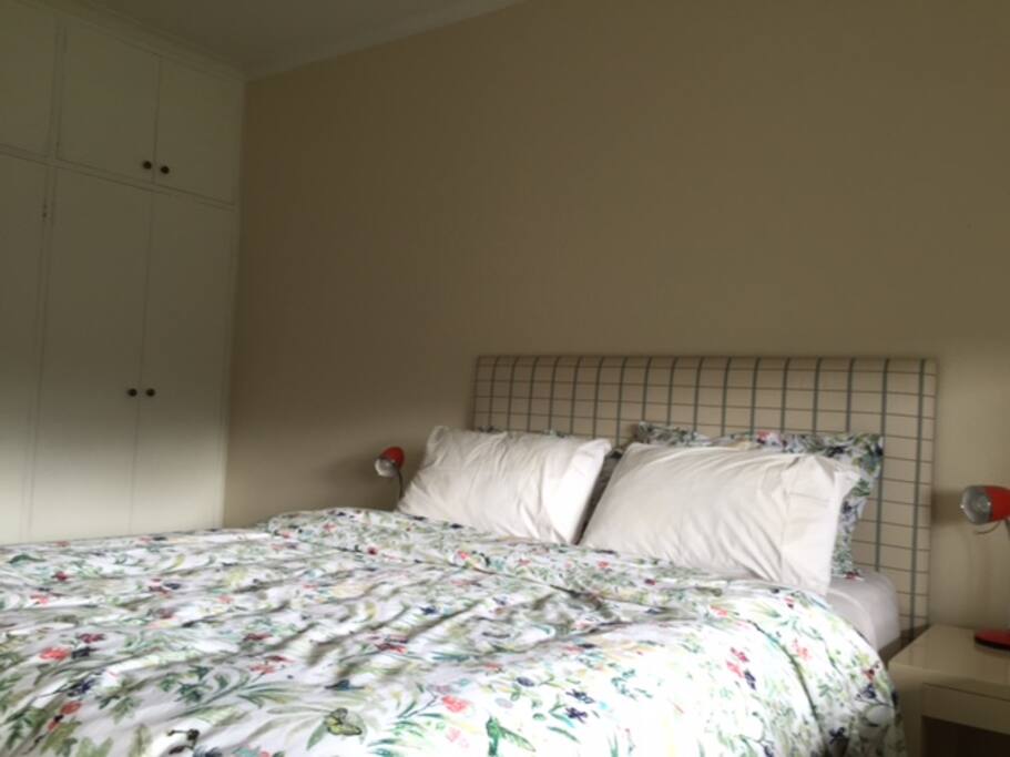 Double floor to ceiling cupboards, with plenty of draws and hanging space.
There are additional blankets, an iron, ironingboard, and umbrella.
