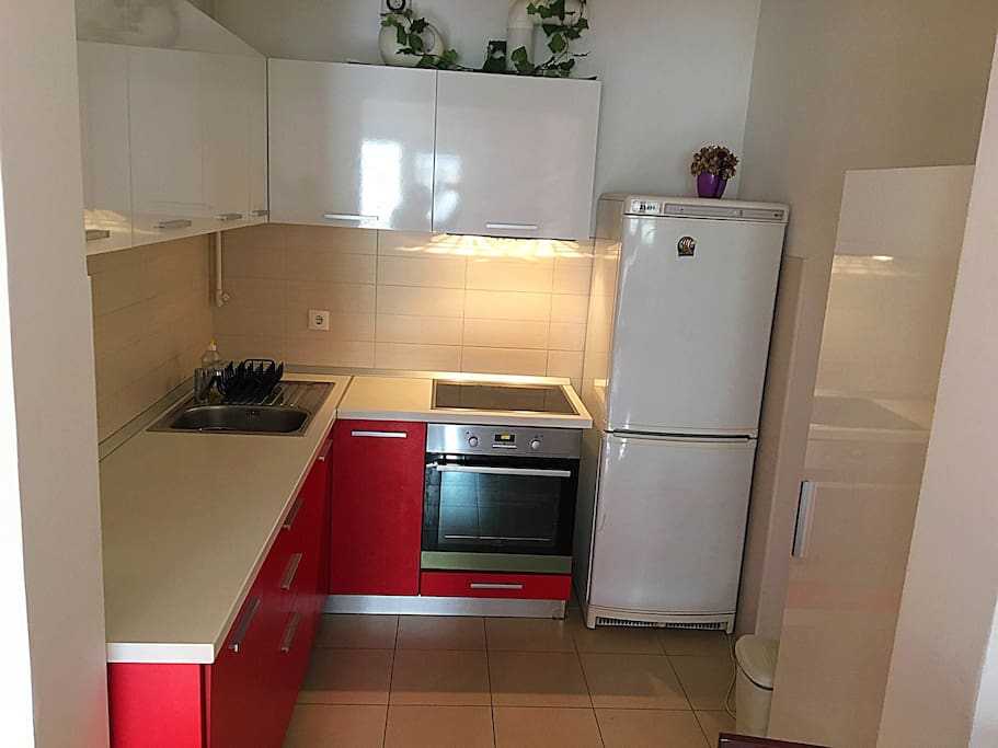 Kitchen with refrigerator , dishwasher and oven