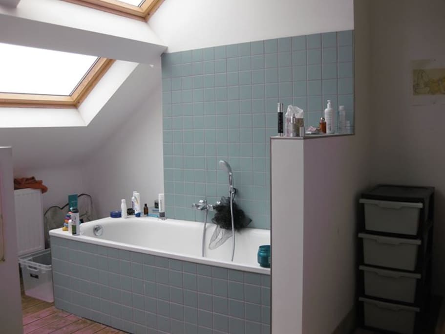 salle de bain avec baignoire