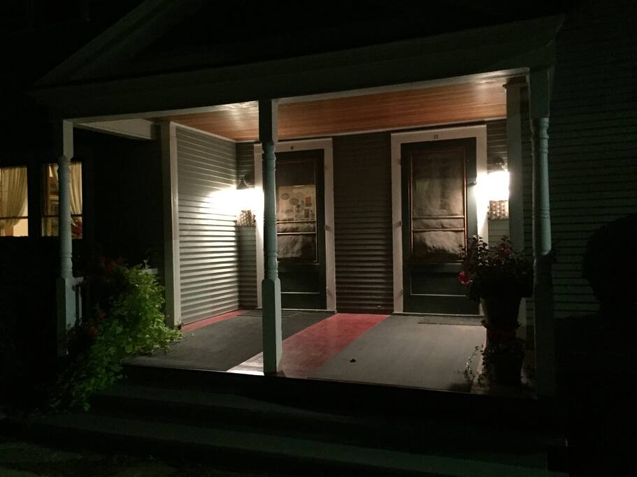 front porch at night