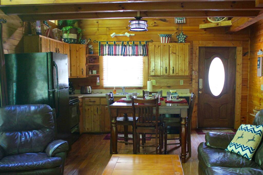 Enter through the front door and enjoy the fun Americana theme.