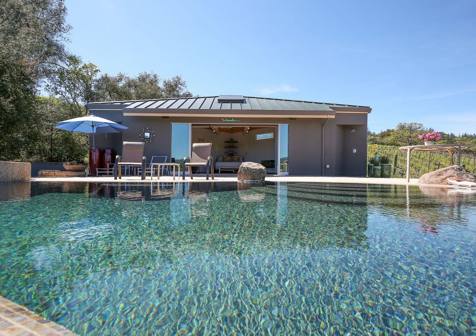 The guest house from across the infinity pool.