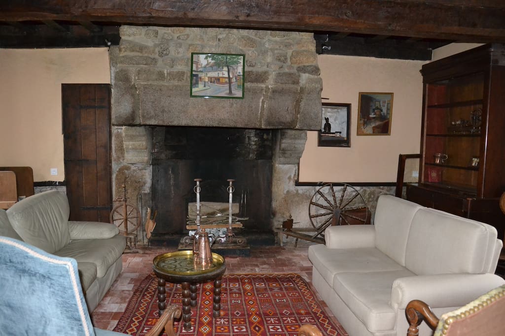 Le salon et la magnifique cheminée on peut faire du feu !