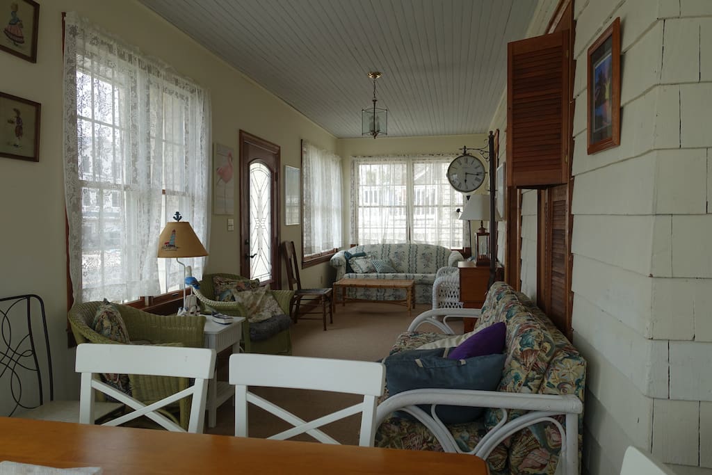 Enclosed porch sitting area