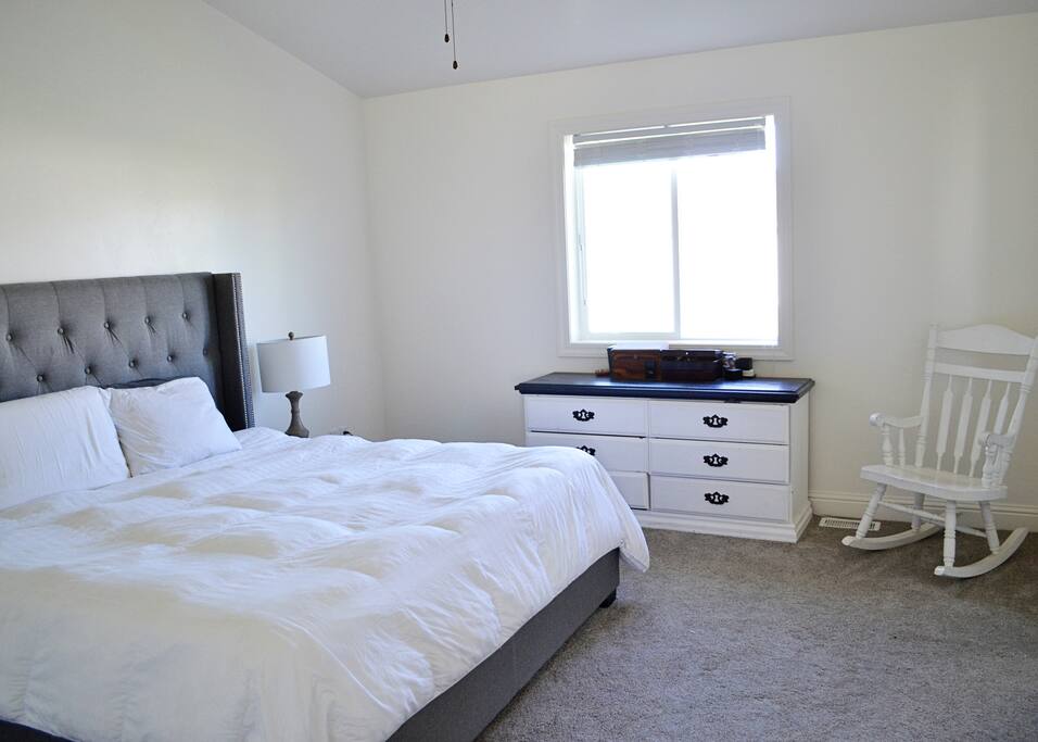 Brand new King Size mattress with down comforter and pillows