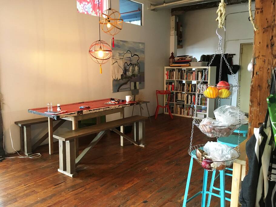 view of the shared kitchen and dining area