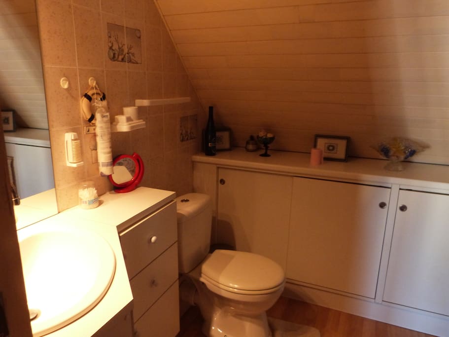 Salle de bain attenante à a chambre