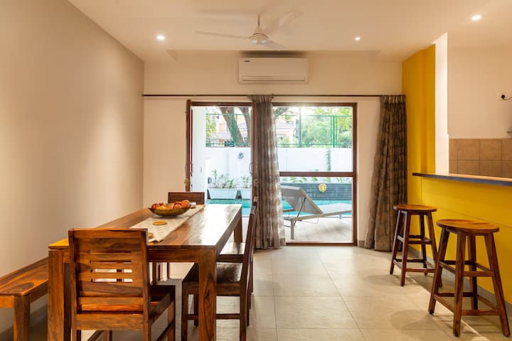 Chapora: 3BHK Premium Villa (pool/parking), Baga