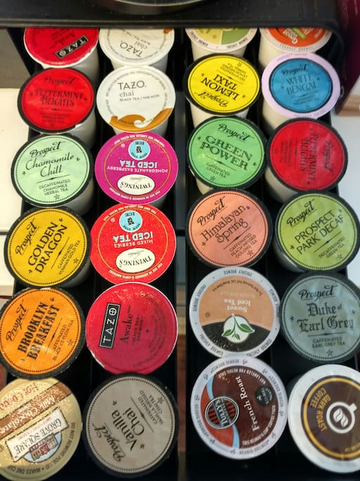 If you're a tea drinker, I have a full assortment of over 20 varieties of K-cup teas and I have tea bags for those who prefer them.