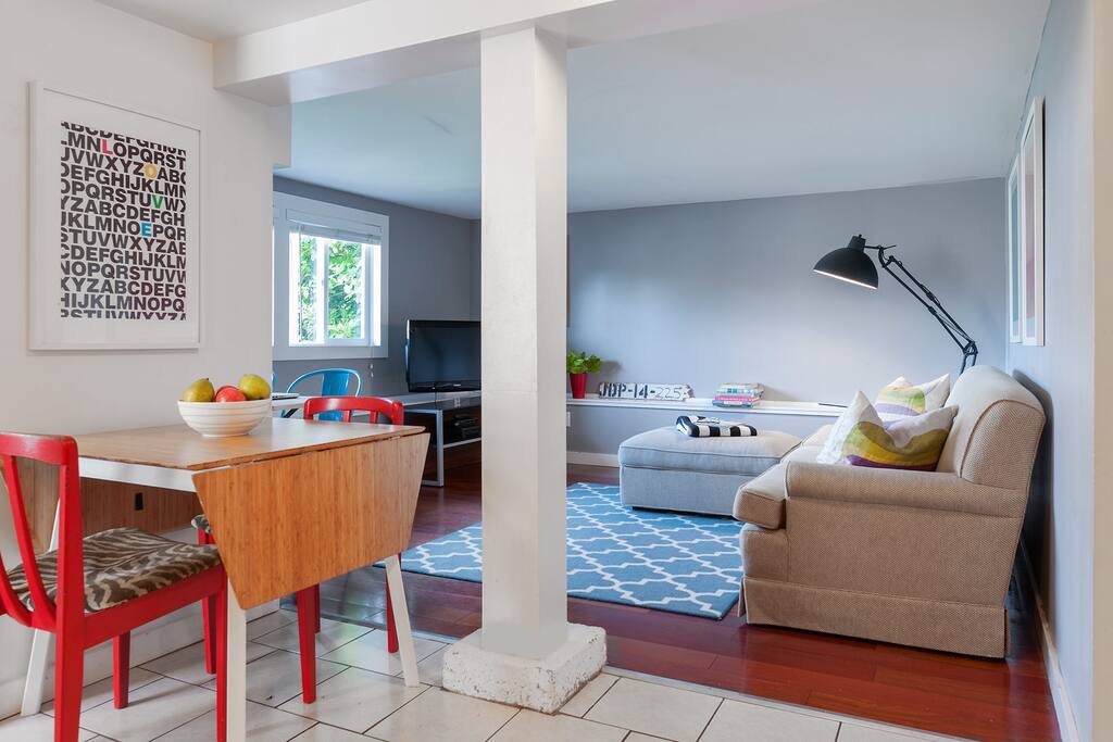Ikea dining table with two side extensions to seat 4.