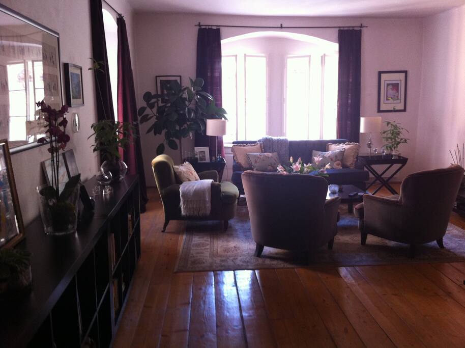 the spacious living room.