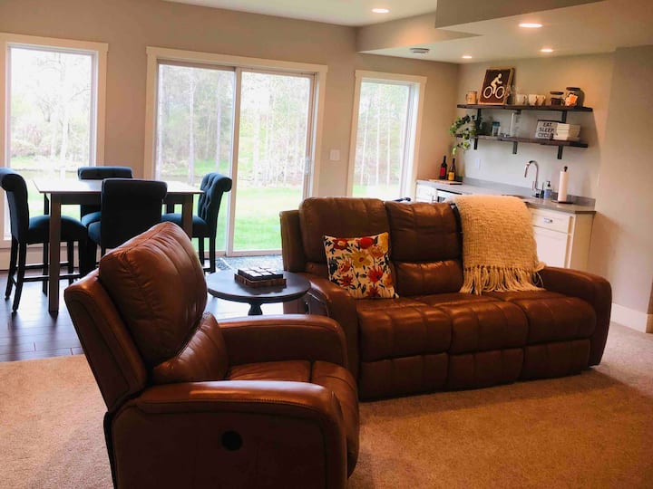 Newly finished basement suite with river view