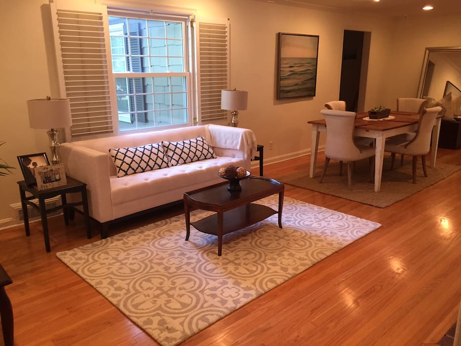 Formal living and dining room; bonus room with comfortable queen size futon off of this room