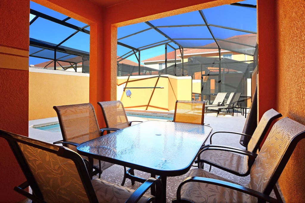 Patio next splash pool