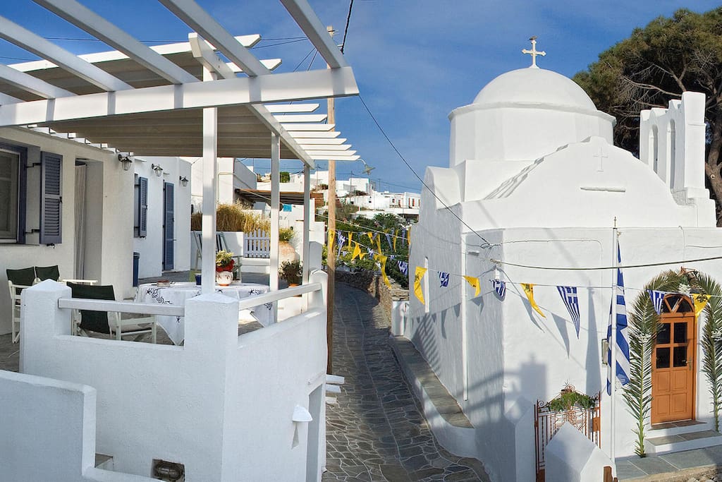 Panoramic view of the traditional pavement - the house is on the left