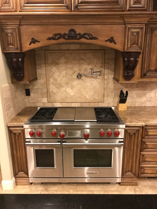 Wolf Range with Built in BBQ and Skillet