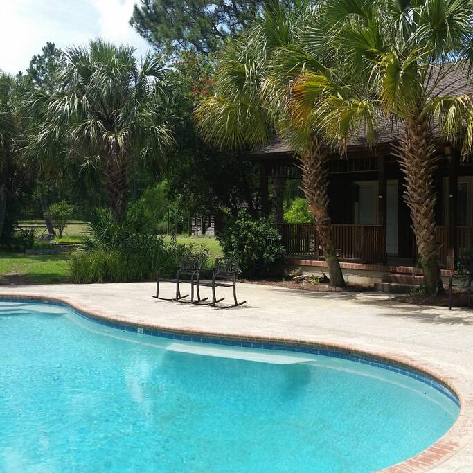 Pool is salt water and is normally open 24/7. There is usually pool floats and other stuff.