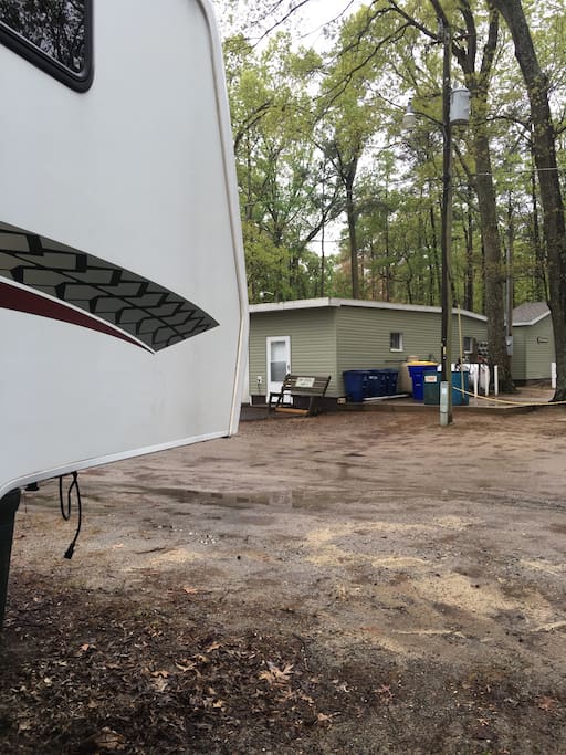 Bath house and front of RV