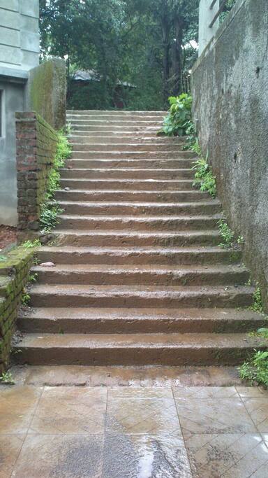Stairs from parking to society