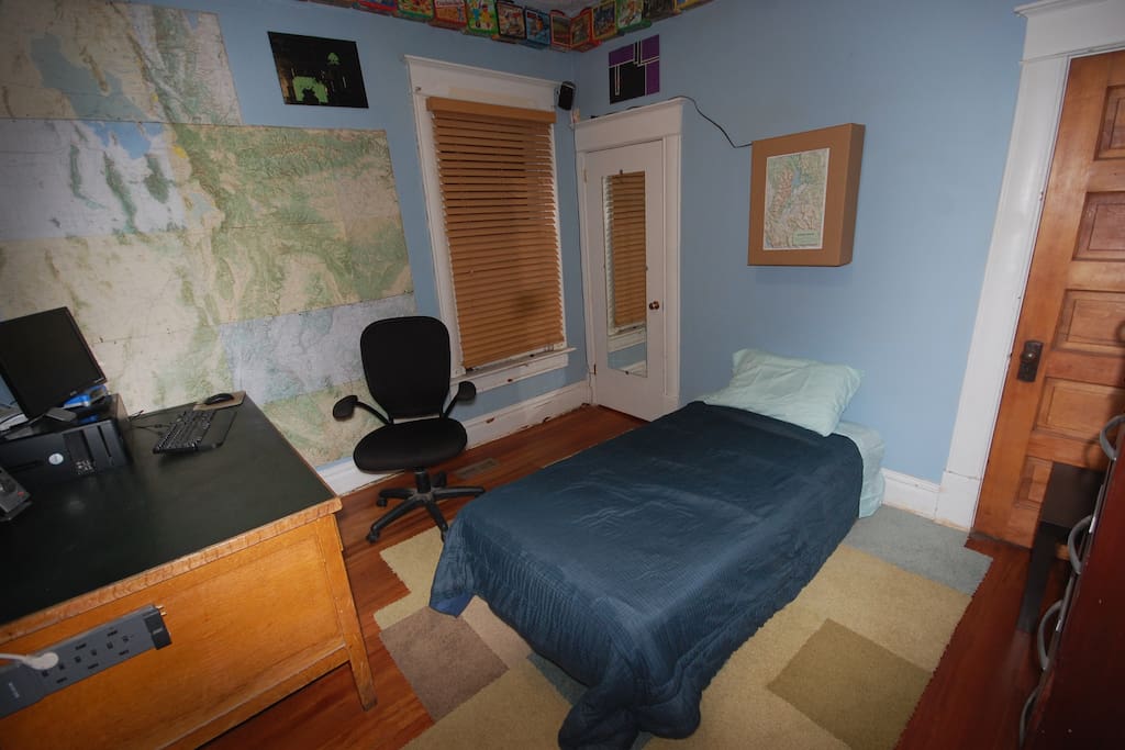 This is the upstairs bedroom - recently updated to queen bed