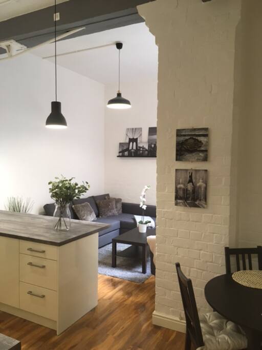 Open plan living with a flat screen TV