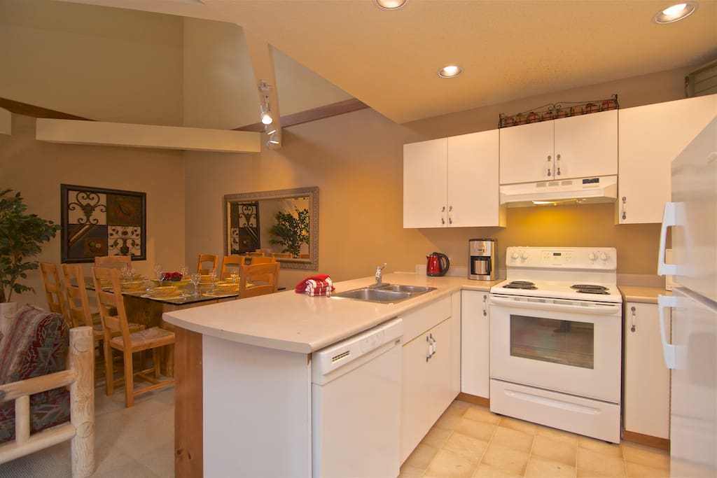 The kitchen looking over the dining area.