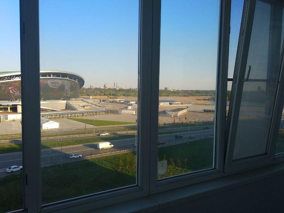 balcony with view on Kazan Arena