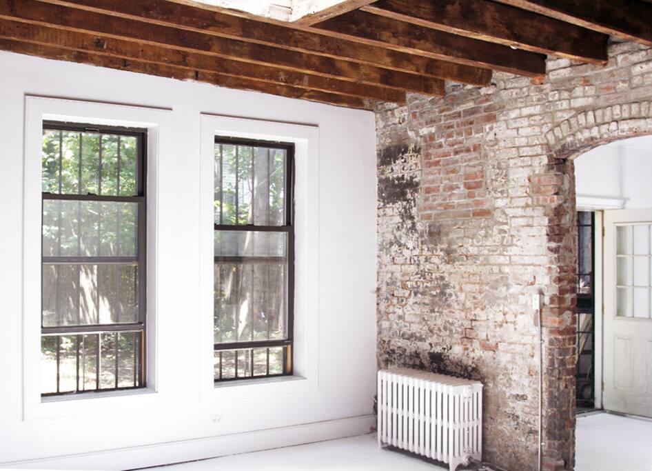 Main space has three north-facing windows and large skylight